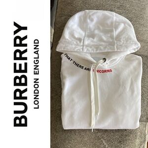 Burberry London White Unicorn Quote Hoodie